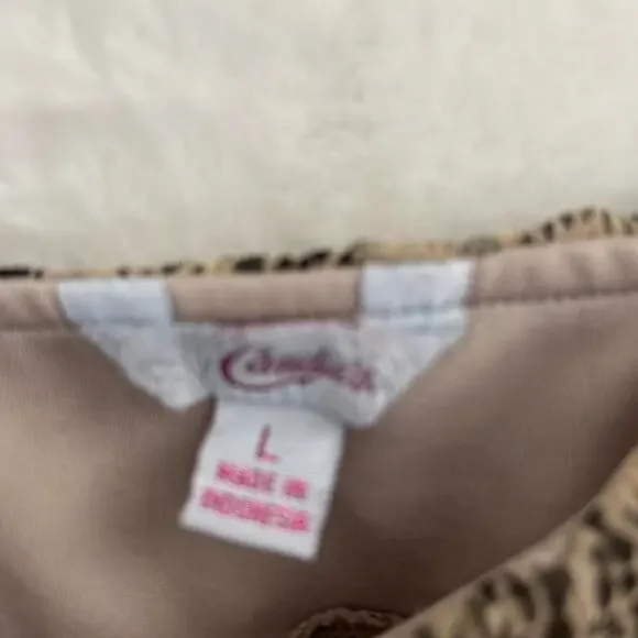 Candies Animal Print Tiered Ruffle Camisole Top Brown Neutral Sz L - Picture 3 of 7